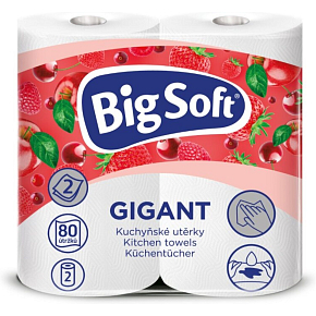 Big Soft Gigant 2vrstvé kuchyňské papírové utěrky, 2× 80 útržků, 2 role Big Soft Gigant 2vrstvé kuchyňské papírové utěrky, 2× 80 útržků, 2 role