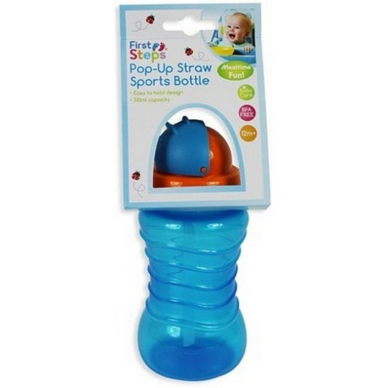 First Steps 12+ láhev s brčkem pro děti modrá 310 ml