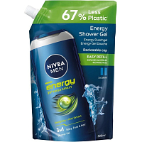 NIVEA MEN sprchový gel Fresh Energy, náhradní náplň 500 ml