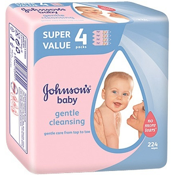 Johnsons Baby Gentle Cleansing Vlhčené ubrousky 224 kusů