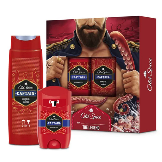 Old Spice Captain deodorant stick 50 ml + sprchový gel 250 ml, kosmetická sada pro muže