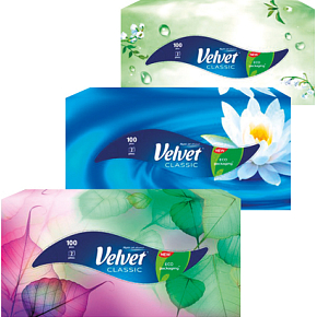 Velvet Classic 2vrstvé papírové kapesníky, 100 ks Velvet Classic 2vrstvé papírové kapesníky, 100 ks
